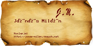 Jónás Milán névjegykártya