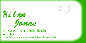 milan jonas business card